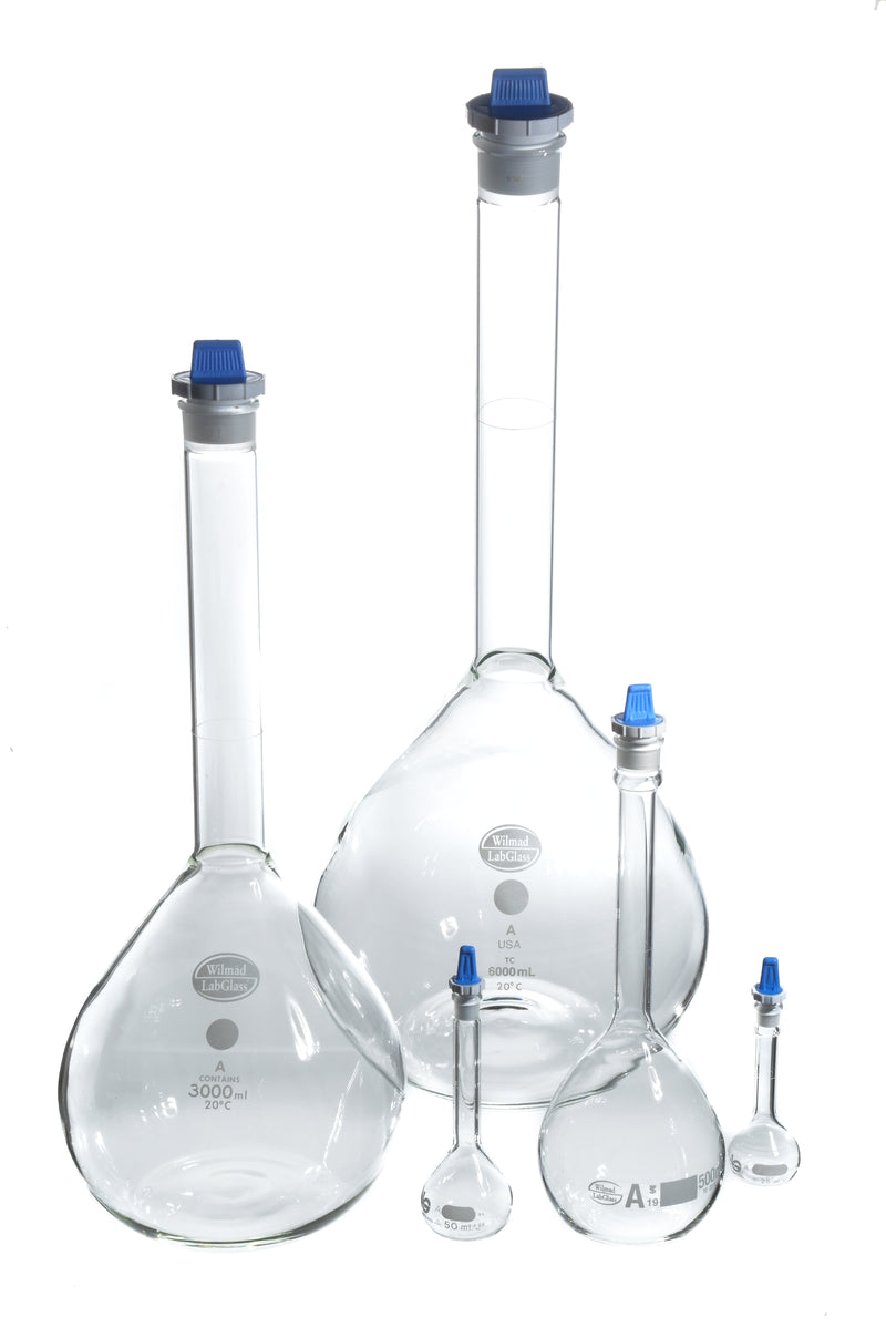 SP Wilmad-LabGlass Volumetric Flasks with Plastic Stopper, Class A